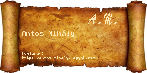 Antos Mihály névjegykártya